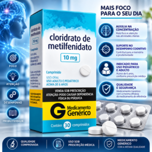 Ritalina 10mg - Cloridrato de Metilfenidato